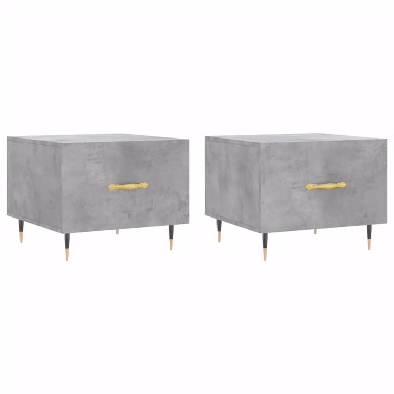 Berkfield Home Set of 2 Square Coffee Tables in Concrete Grey, W/D/H: 50 x 50 x 40 cm