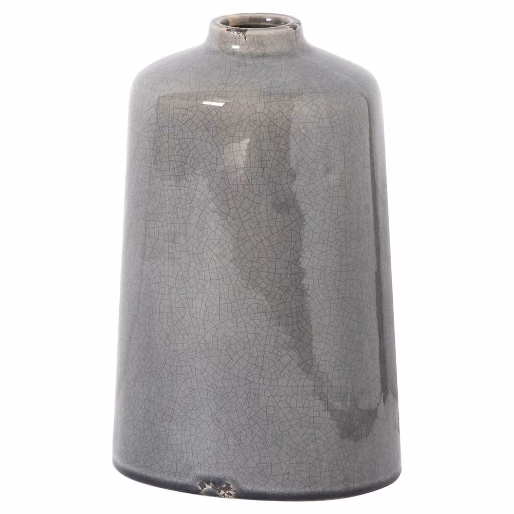 Wyld Haus Bloomwood Grey Glazed Round Ceramic Vase with Crackle Effect – 2