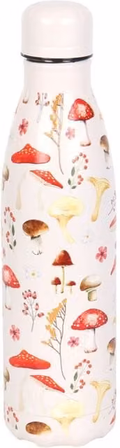 Something Different Mushroom Metal All-Over Print Water Bottle in Beige and Multicolour, 500 ml