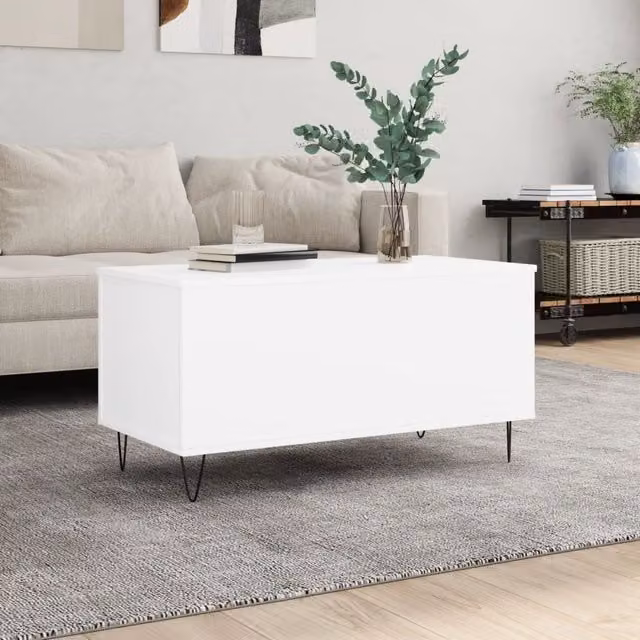 Berkfield Home Modern White Rectangular Coffee Table with Lift Mechanism, W/D/H: 90 x 44.5 x 45 cm – 1