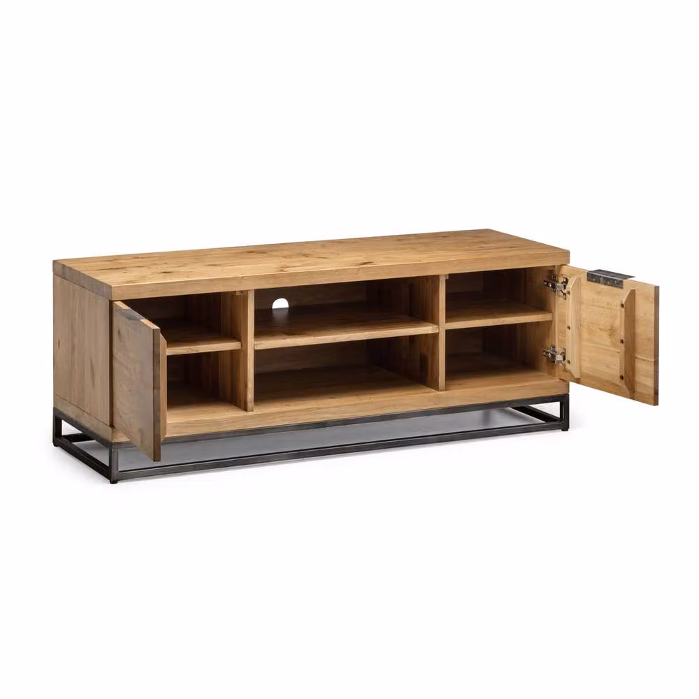 Cheshire Kelbrook Modern TV Unit in Oak and Metal with Media Compartments – 2