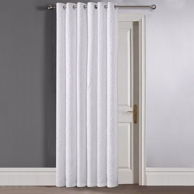 Velosso White Opaque Fabric Panel Curtain with Rod Pocket