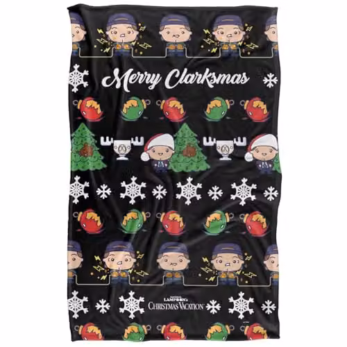 Warner Bros. Christmas Vacation Merry Clarkmas Super Soft Fleece Throw Blanket, Multicolour, W: 91 cm, D: 147 cm