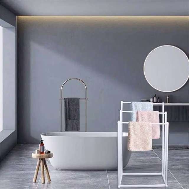 Nordara White 3-Tier Metal Freestanding Bathroom Towel Rack, Width: 45 cm, Height: 75 cm