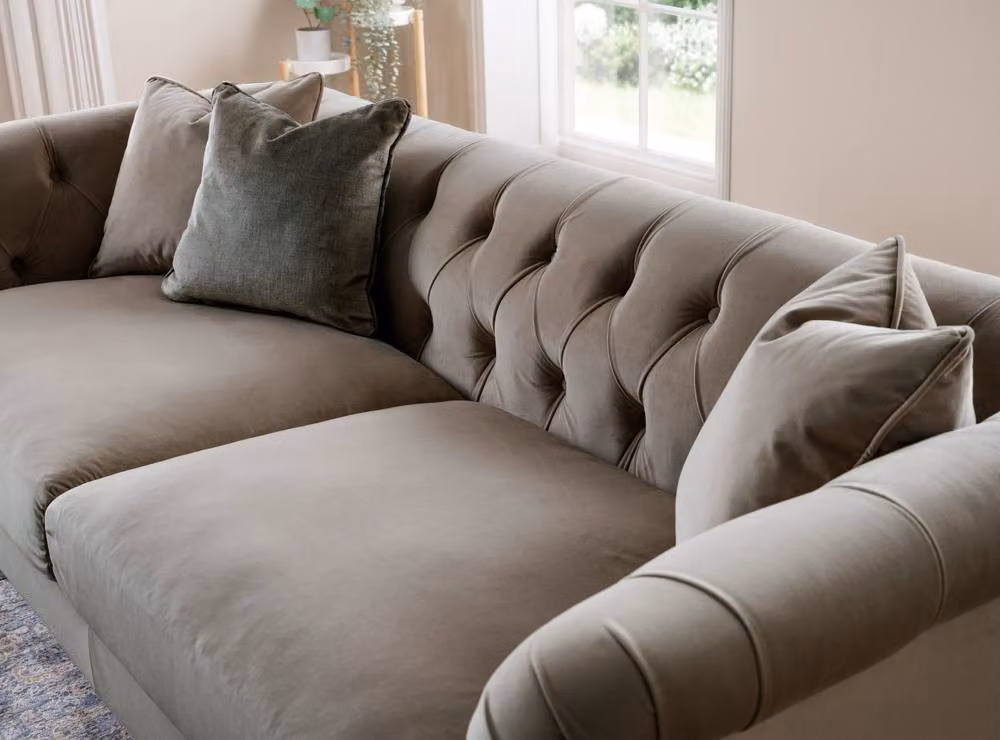The Great Sofa Company Kensington 3-Seater Grey Velvet Chesterfield Sofa – 3