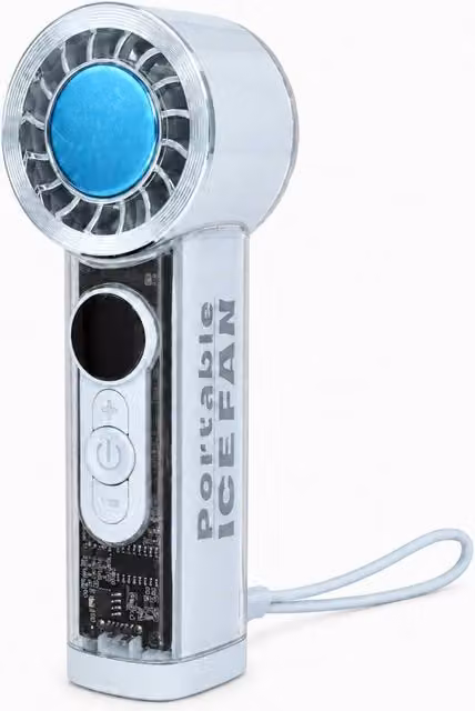 Dyzi Portable Ice Cooling Handheld Fan with 199 Speeds, USB Rechargeable, Blue
