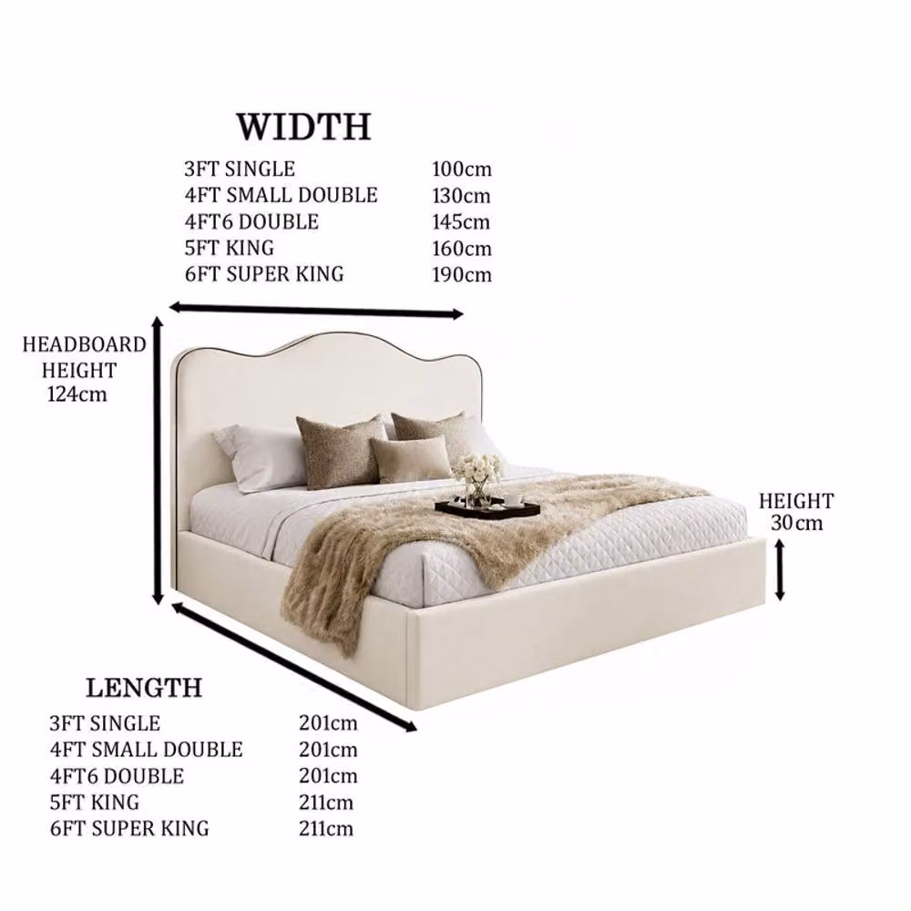 Desire Deco Angelito Upholstered Plush Velvet Bed Frame in Light Beige, Size: Single (W: 90 cm, L: 200 cm) – 2