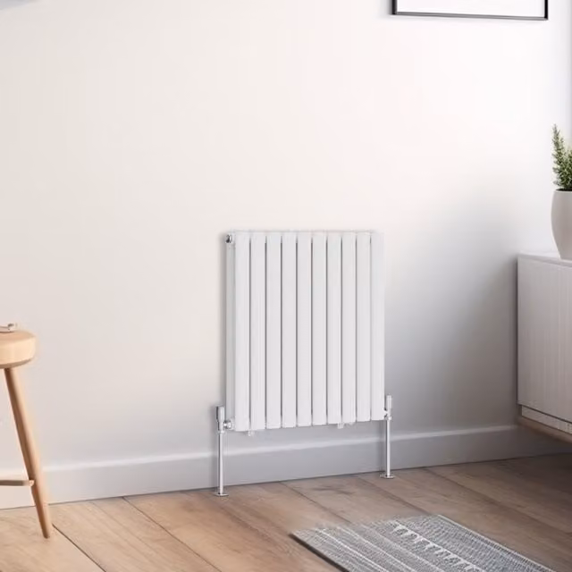 Right Radiators Oval Double Panel Horizontal Radiator in White, W/D/H: 59 x 59 x 59 cm