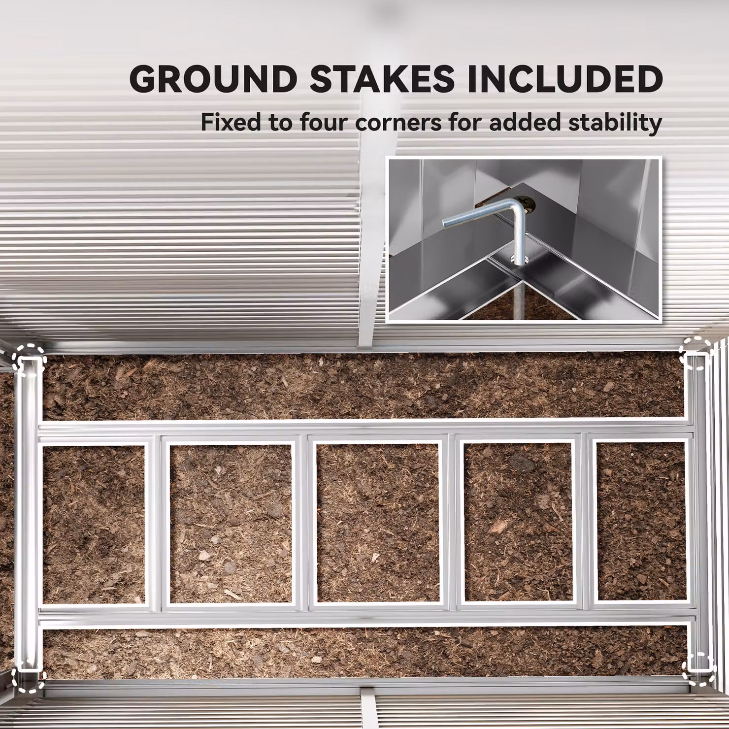 Outsunny Brown Galvanised Metal Lean-to Garden Shed with Foundation Kit and Lockable Doors, W: 152.4 cm, D: 152.4 cm, H: 176.0 cm – 6