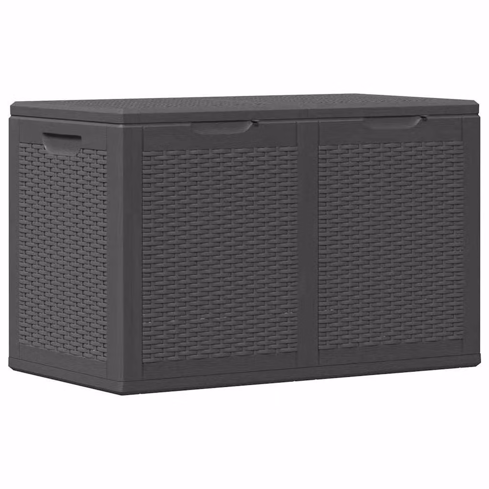 Berkfield Home Garden Storage Box 180L Black Rattan Plastic – 2