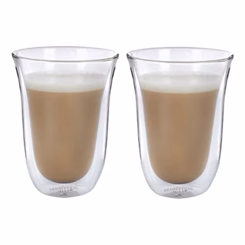 La Cafetiere Set of 2 Double Walled Glass Latte Mugs, 300ml, Transparent – 1