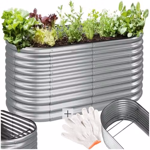 tectake Raised Garden Bed in Silver Galvanised Steel with 804L Capacity, W/D/H: 160 x 80 x 80 cm – 1