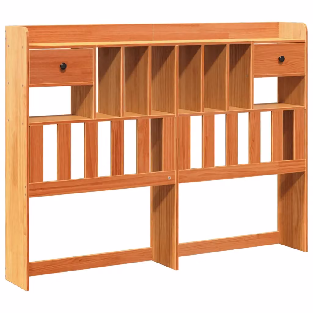 Berkfield Home Rustic Solid Pine Headboard with Integrated Nightstands and Storage in Wax Brown, 160 cm – 2