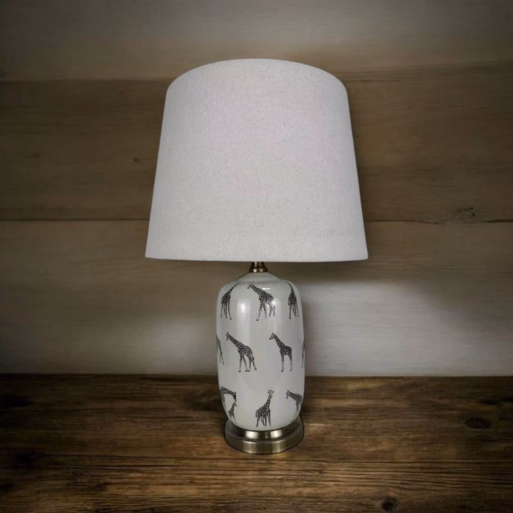 Minster Ceramic Table Lamp and Shade in Grey, W: 14 cm, D: 14 cm, H: 41 cm – 3