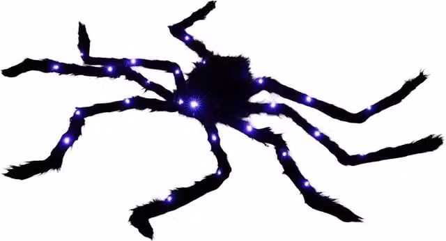Garden Sanctuary Halloween Light-up Giant Spider and Web Decorations in Black and Purple – 1