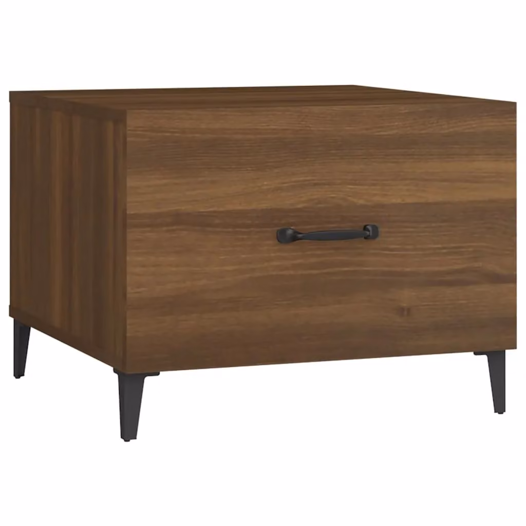 Berkfield Home Brown Oak Coffee Table with Metal Legs W/D/H: 50 x 50 x 40 cm – 2