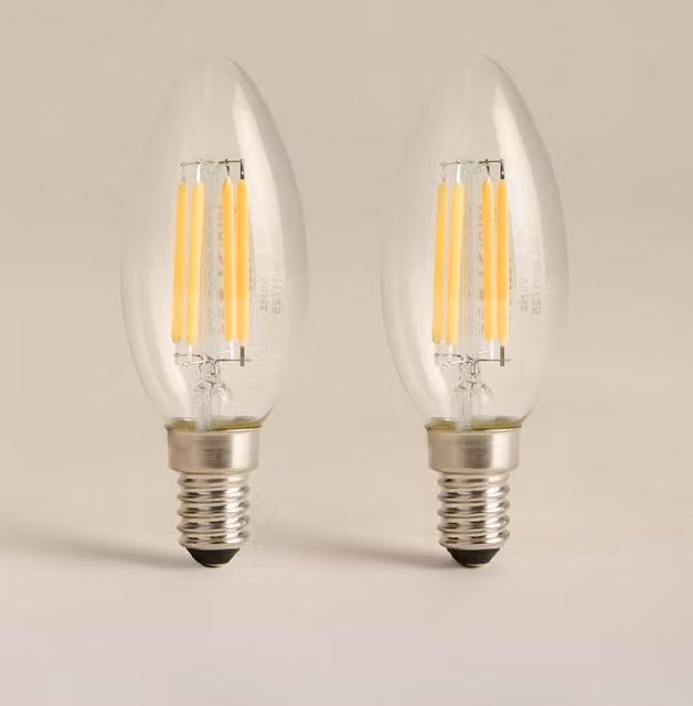 M&S 2 Pack 4W E14 Clear LED Candle Light Bulbs