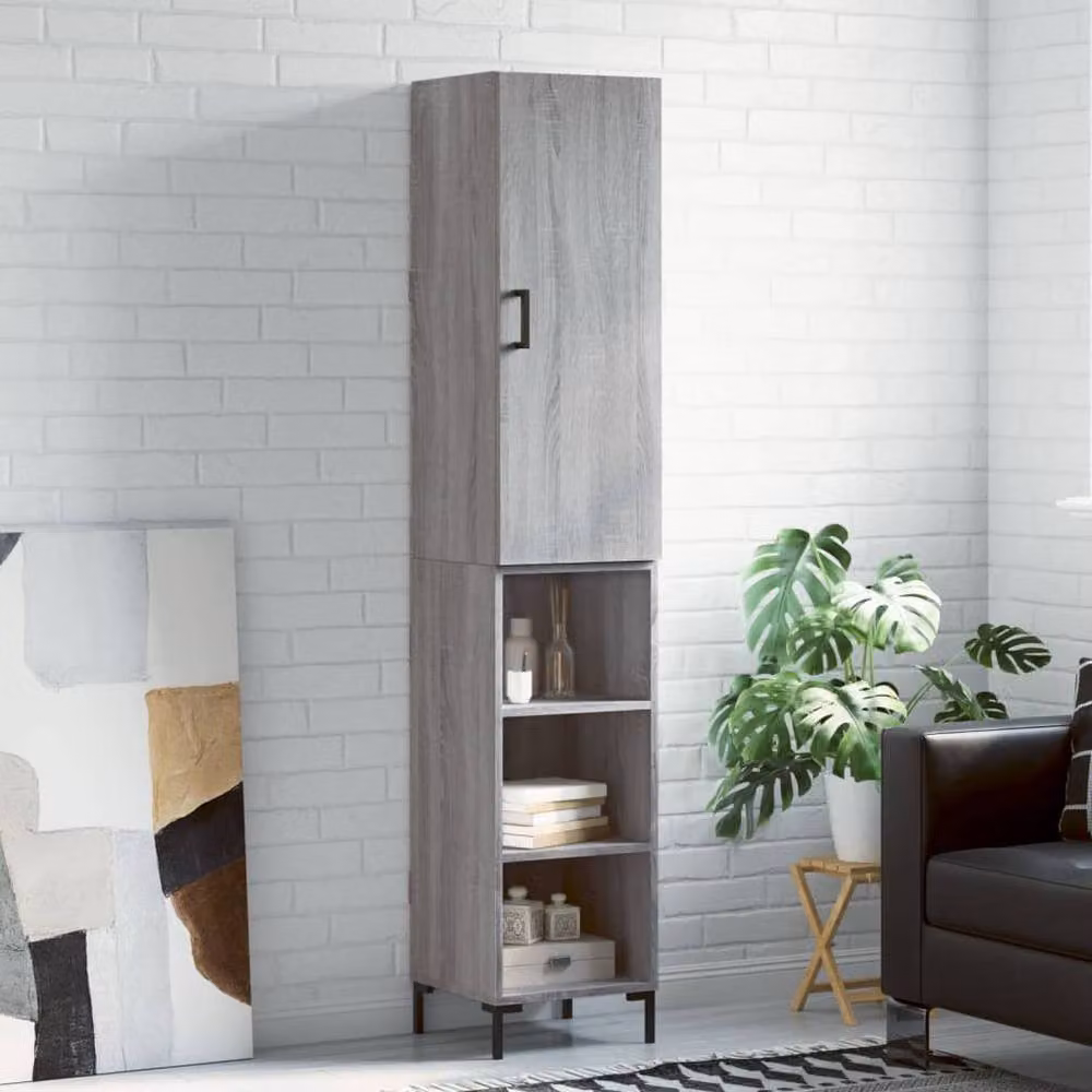 Berkfield Home Grey Sonoma Modern Highboard with Hinged Doors and Internal Shelves, W/D/H: 34.5 x 34.0 x 180.0 cm – 2