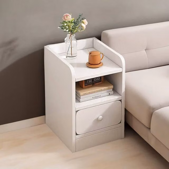 KORVIXA Modern White 1 Drawer Small Freestanding Cabinet