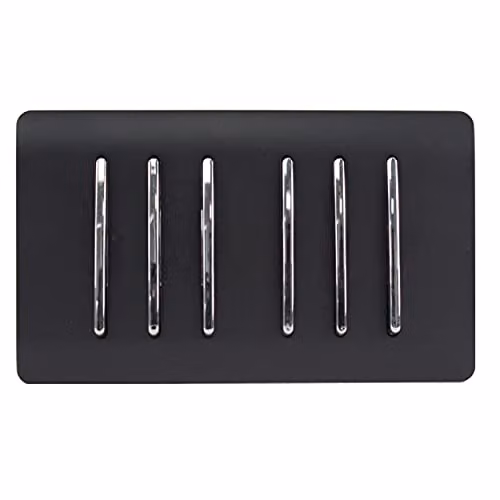 Trendi 6 Gang 2 Way Screwless Raised Front Modern Plastic Electrical Wall Light Switch in Matt Black – 2