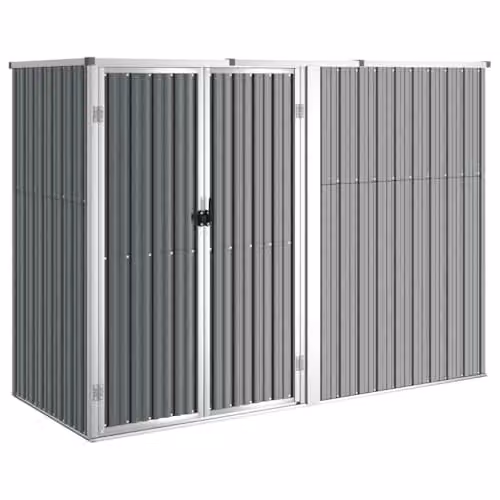 vidaXL Grey Galvanised Steel Garden Tool Shed W/D/H: 225 x 89 x 161 cm