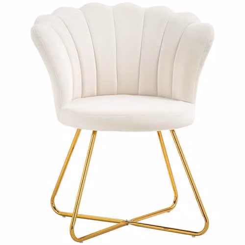 HOMCOM Modern Velvet Tub Armchair with Integrated Foam Padding in Beige