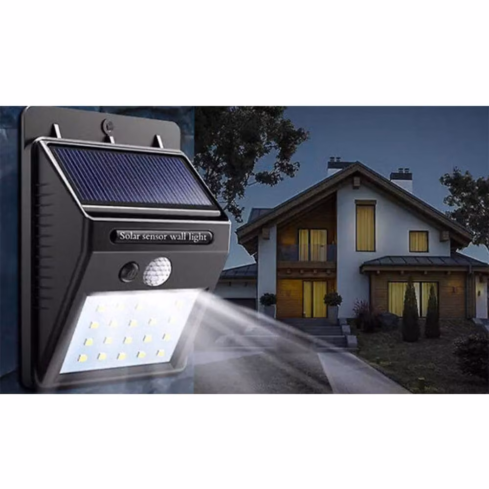 Quipulse Pack of 3 Motion-Activated Solar Security Floodlights in Black – 2