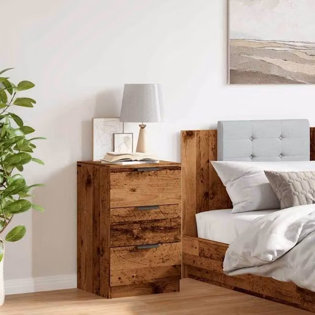 Berkfield Home Classic Bedside Cabinet in Brown Old Wood, W/D/H: 40 x 36 x 65 cm