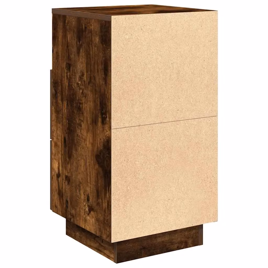 Berkfield Home Set of 2 Smoked Oak Bedside Cabinets with 2 Drawers in Brown, W/D/H: 36 x 36 x 68 cm – 4