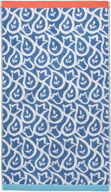 Land & Shore Corie Floral Cotton Terry Hand Towel, Blue and Red