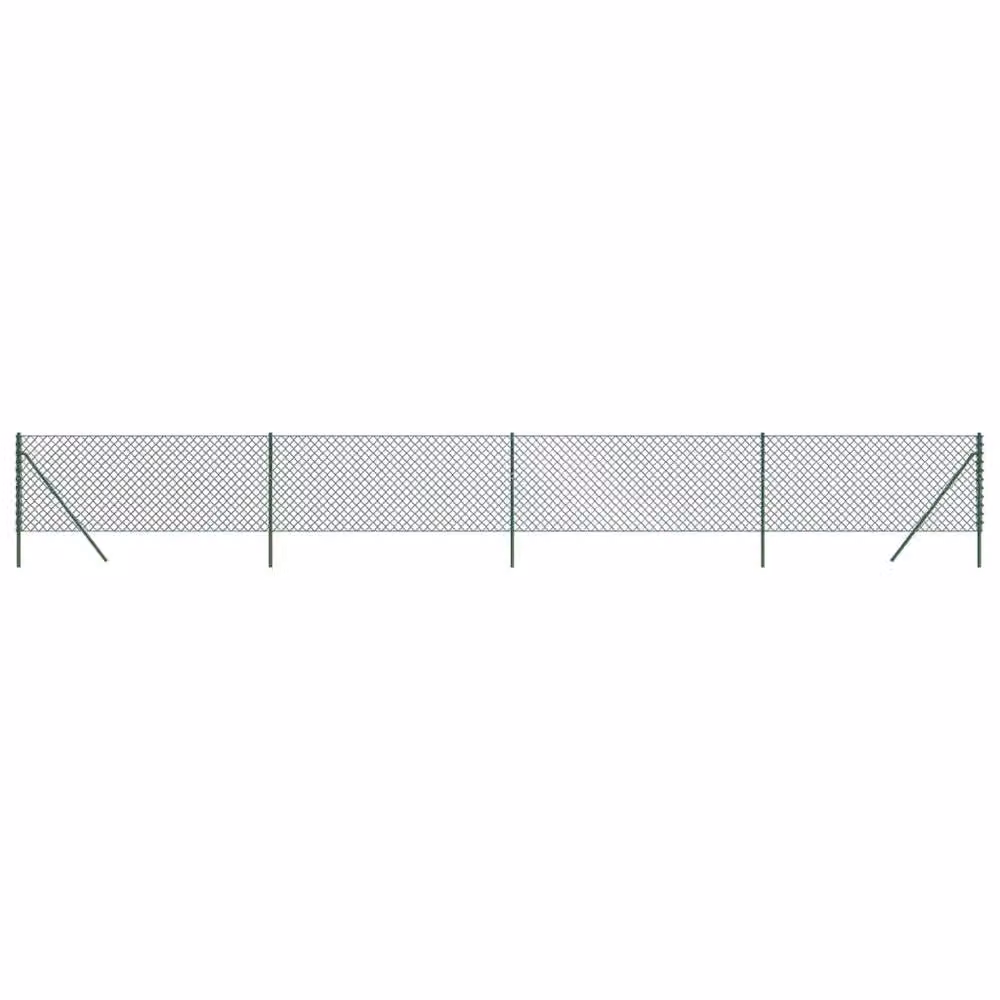 Berkfield Home Durable PVC Coated Green Chain Link Fence, W: 1 m, L: 10 m – 2