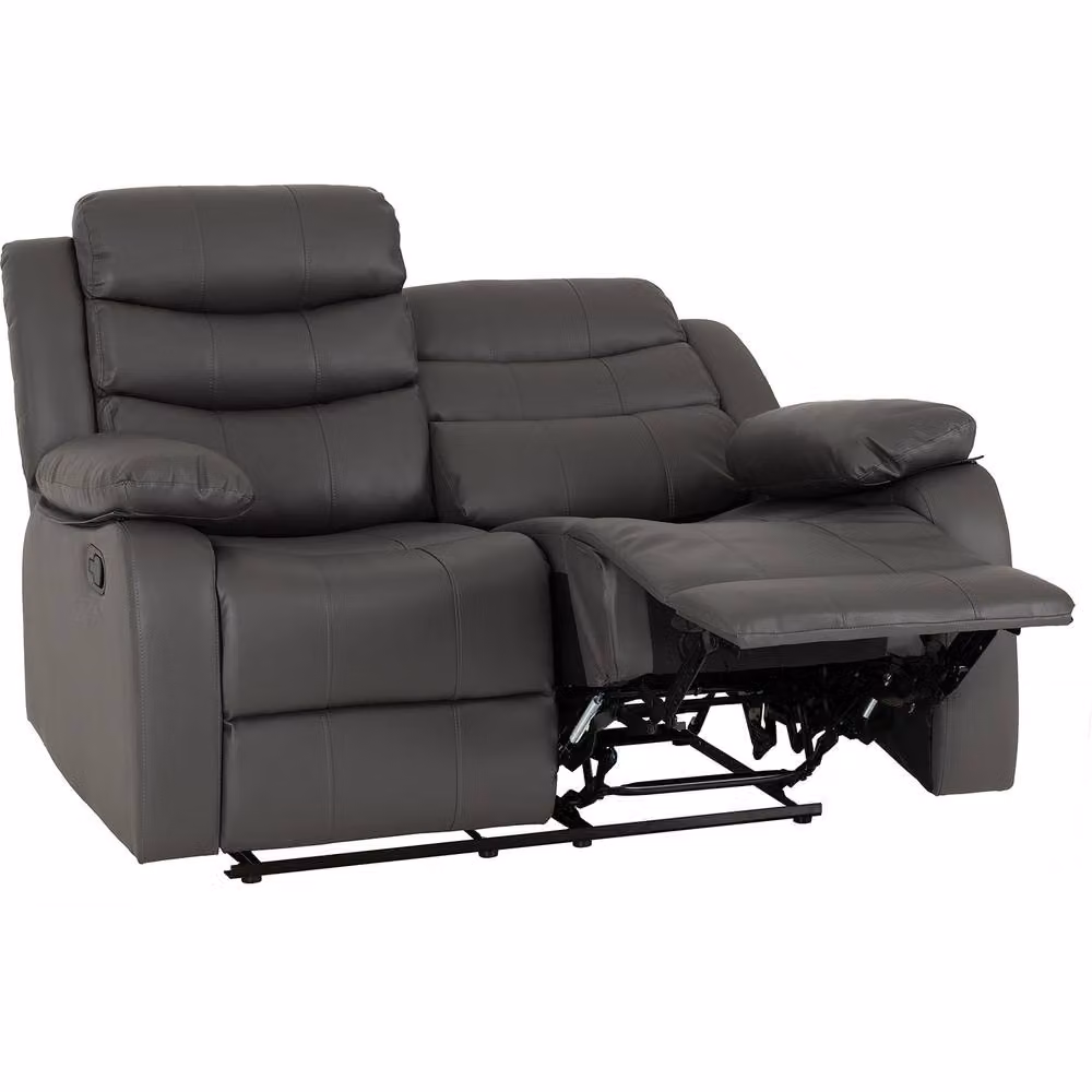 Seconique Roma 2 Seater Recliner Sofa in Grey Faux Leather – 2