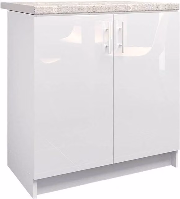 JD Greta Modern White Matt Kitchen Sink Unit with Composite Worktop, Height: 80 cm