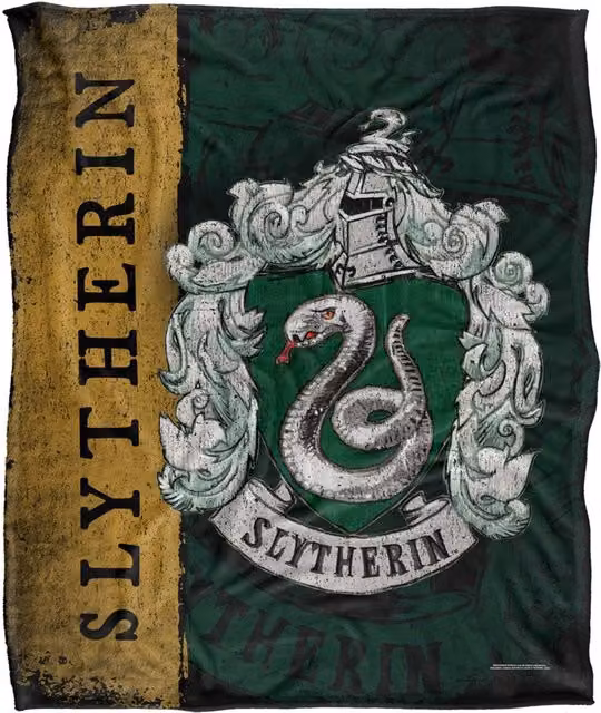 Warner Brothers Harry Potter Slytherin House Crest Fleece Blanket, W/D/H: 152 x 127 cm, White/Multicolour – 6
