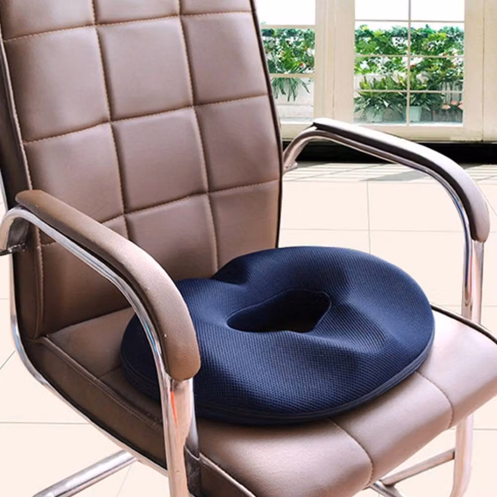 SPETLEK Navy Blue Memory Foam Donut Seat Cushion, Ergonomic Contoured Round Ring Seat, W: 100 cm x D: 190 cm – 4