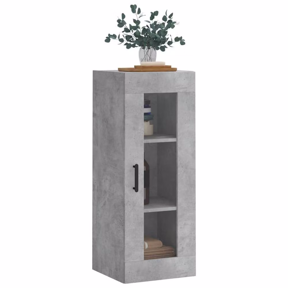 Berkfield Home Wall Mounted Cabinet in Concrete Grey with Glass Doors, W/D/H: 34.5 x 34 x 90 cm – 4