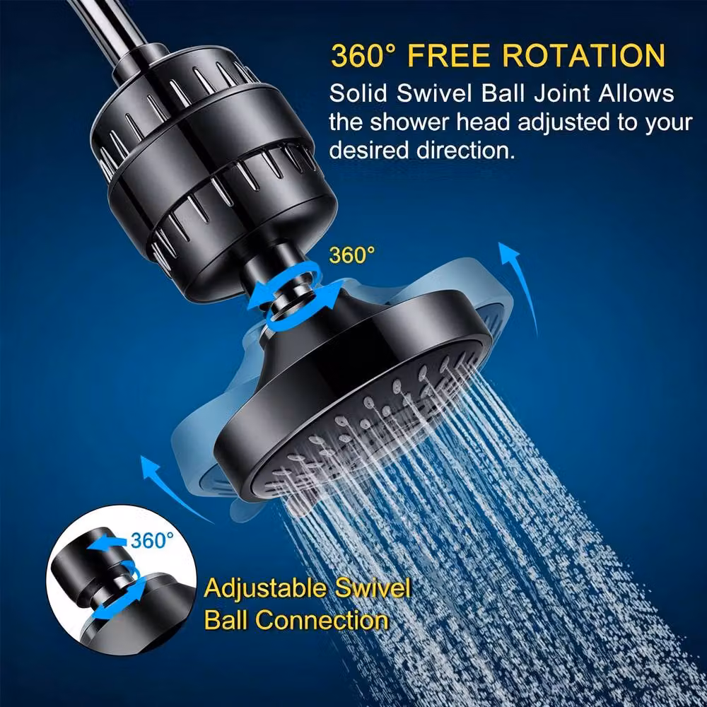 INMTFEI Matt Black Filtered Shower Head Combo with Multi-Stage Hard Water Filter and Handheld Spray in Rain, Massage and Mist Modes – 3