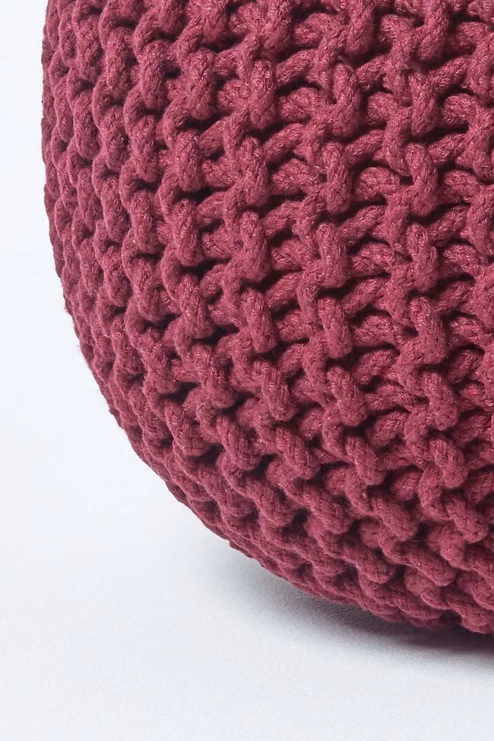 Homescapes Round Cotton Knitted Pouffe Footstool in Purple – 3
