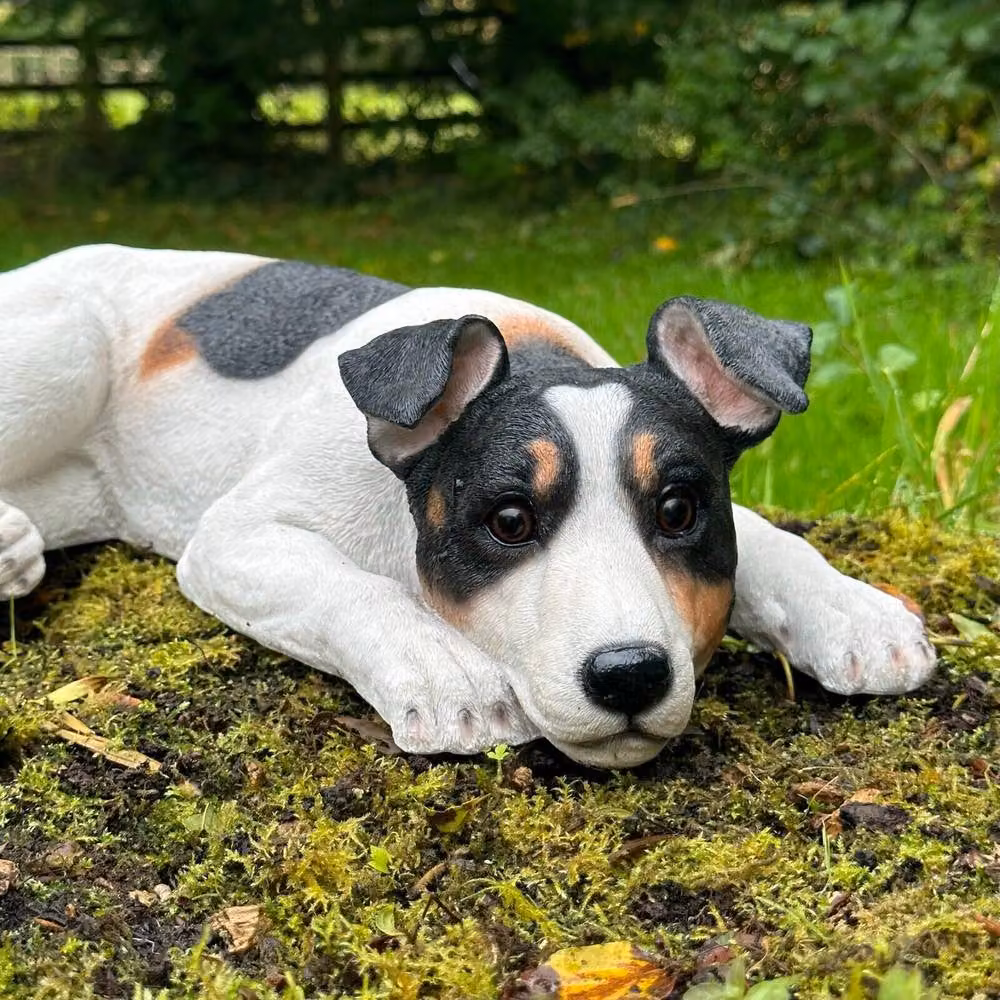 Animal Crackers Jack Russell Terrier Figurine, White and Multicolour Resin Memorial Decoration, Length: 46 cm – 3