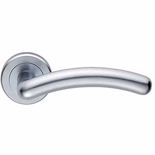 Loops Pair Arched Round Bar Handle on Concealed Fix Round Rose in Satin Chrome