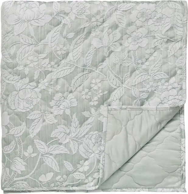 Sanderson Pyramus Quilted Cotton Jacquard Throw in Blue Turquoise