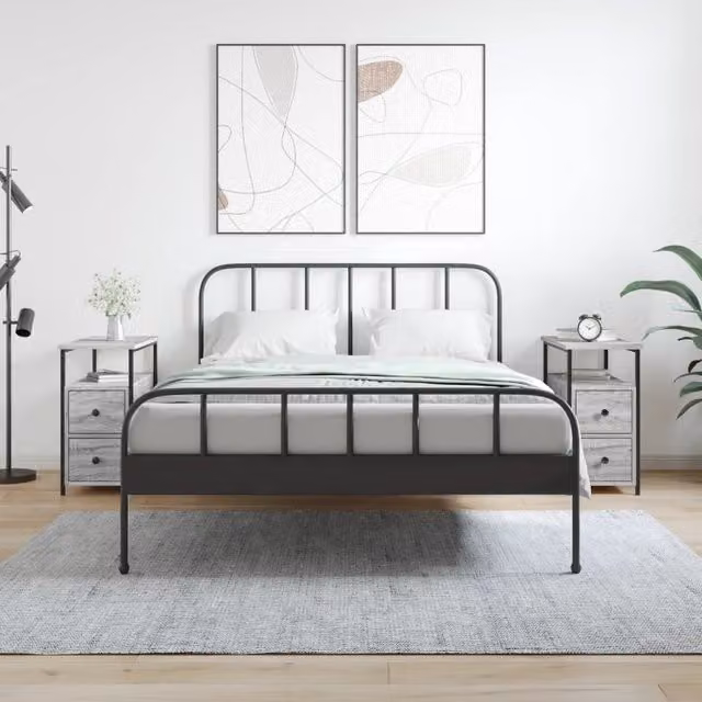 Berkfield Home Set of 2 Grey Sonoma Bedside Cabinets, W/D/H: 30 x 60 x 60 cm – 1
