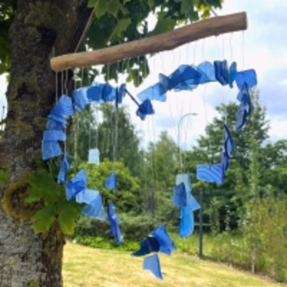 Serenityy Love Chime Blue Glass Hanging Heart Decor – 3