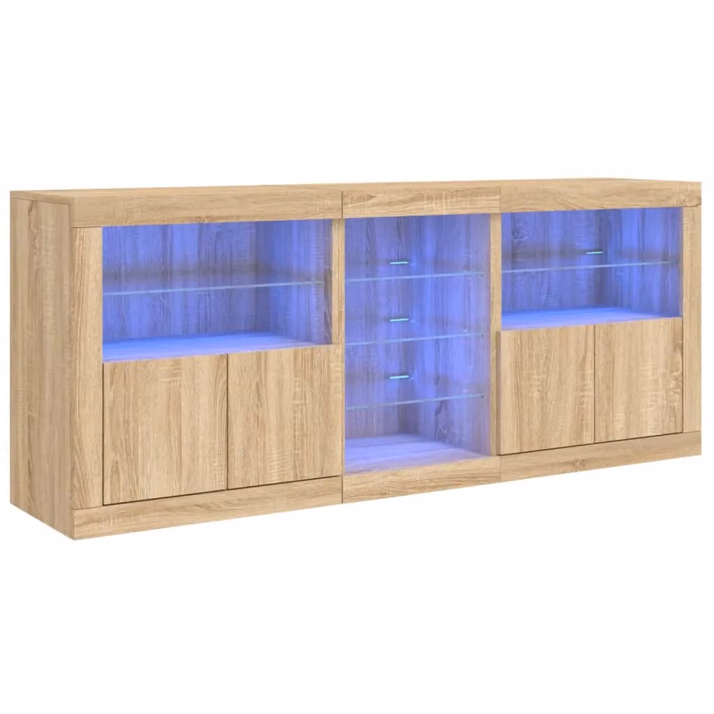 Berkfield Home Sonoma Oak Sideboard with Integrated LED Lights, Brown, W: 181.5 cm, D: 37 cm, H: 67 cm – 2