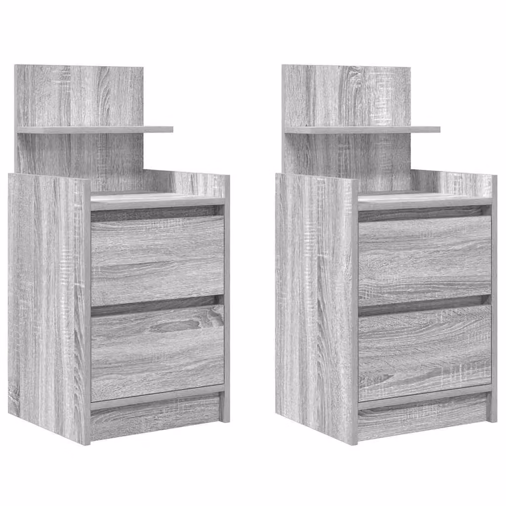 Berkfield Home Set of 2 Bedside Cabinets with 2 Drawers in Grey Sonoma, W/D/H: 38 x 34 x 80 cm – 2