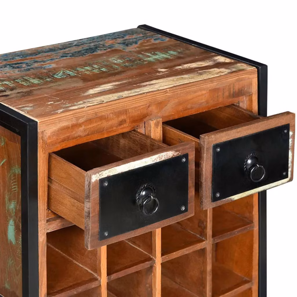 Berkfield Home Reclaimed Wood Wine Rack for 16 Bottles in Brown – 3