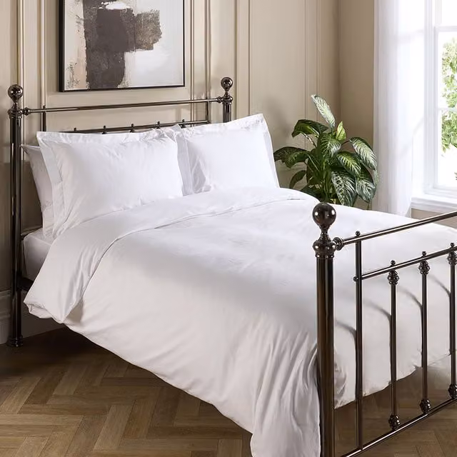 Hotel Pure Luxury White Cotton Percale Duvet Cover Set, Single, 90 x 190 cm