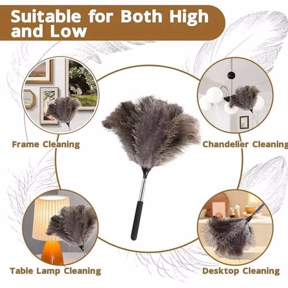 NESTLUNE Extendable Telescopic Pole Long Duster in Brown with Stainless Steel Handle – 2