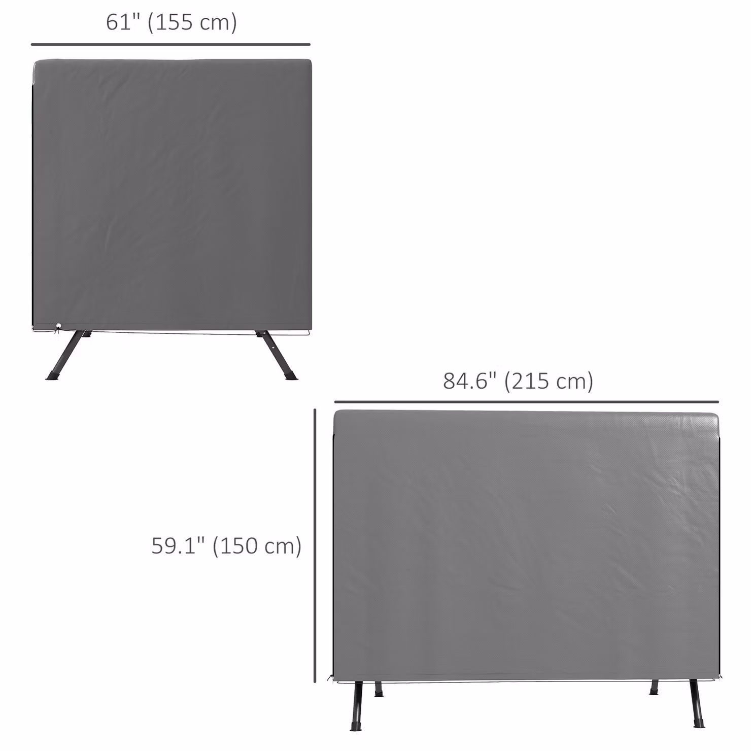 Outsunny Waterproof Swing Bench Cover, Grey, W: 155 cm, H: 150 cm – 2