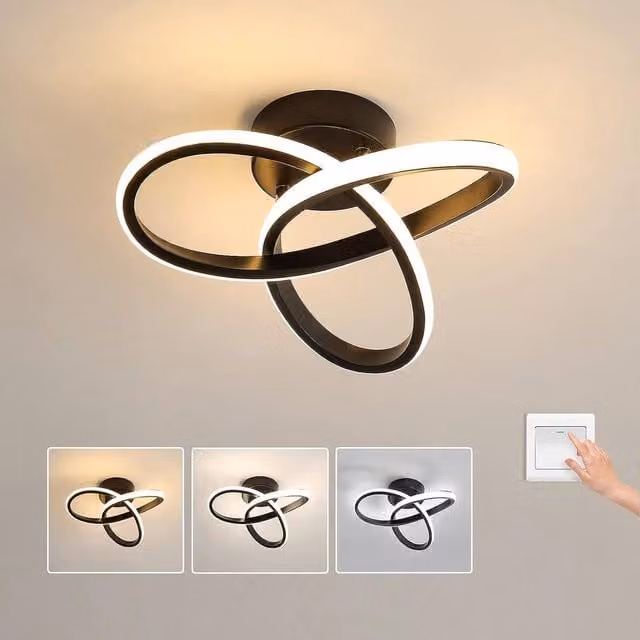Pheashine Black Round Dimmable LED Ceiling Light, 25 cm Diameter, 20W, 2200LM, 3000K-6500K